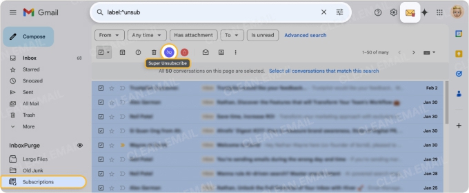 Super Unsubscribe feature