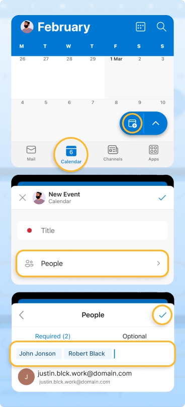 Outlook app with email, calendar, and contacts integration
