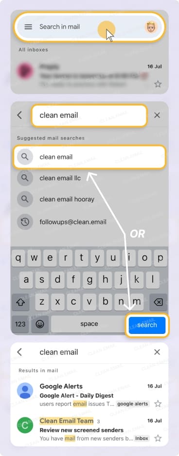 Gmail mobile app with built-in Gmail features.