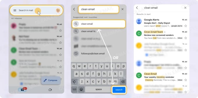 Gmail mobile app with built-in Gmail features.