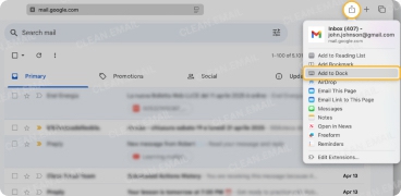 Install Gmail as a web app in Safari