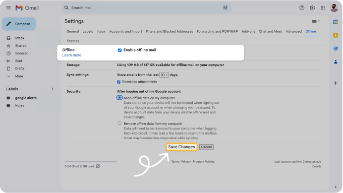 Use Gmail offline on a Mac