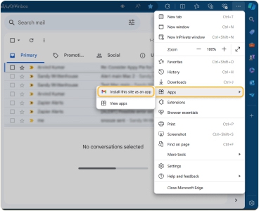 How to install Gmail from Edge