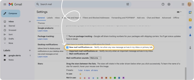Enable Gmail desktop notifications