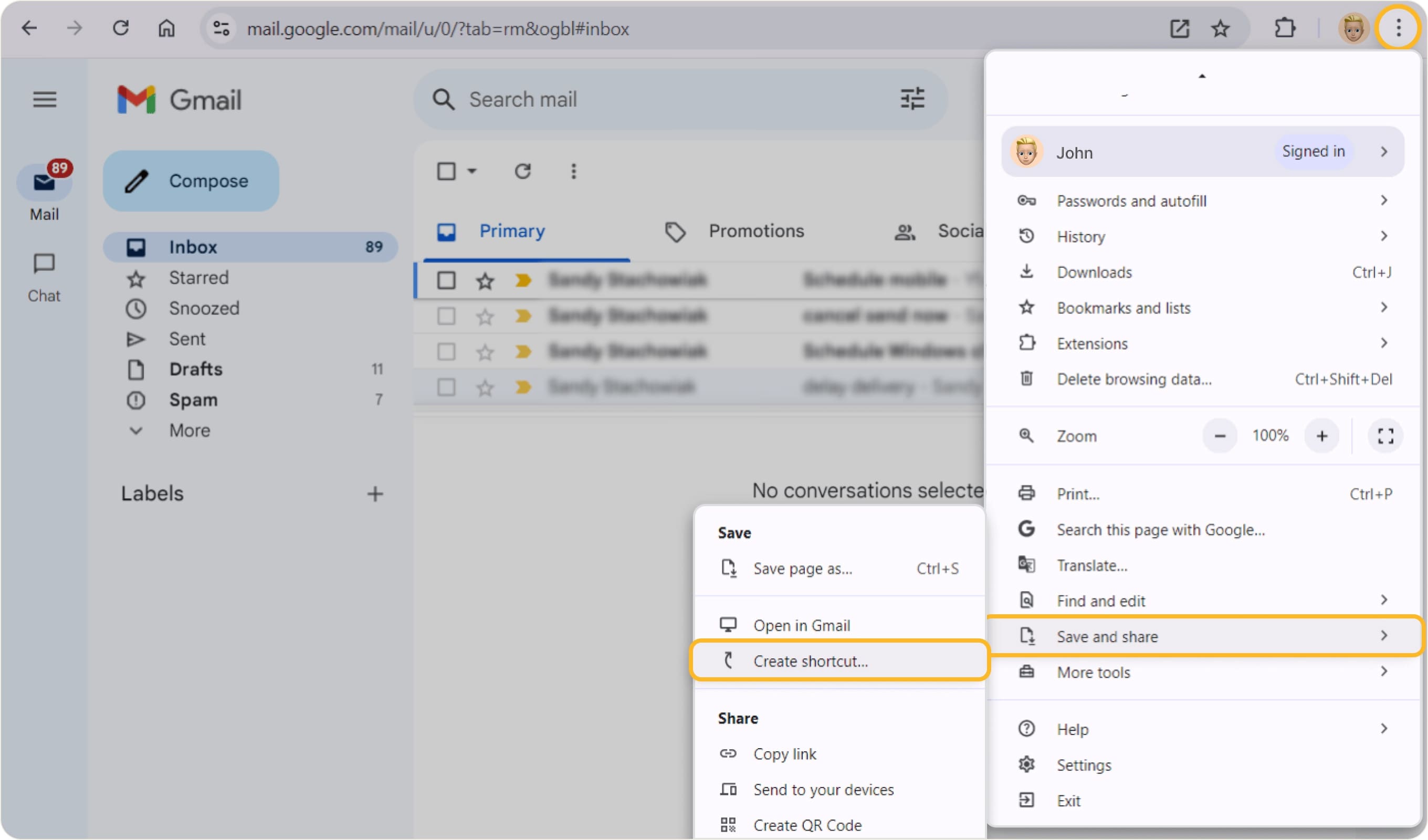 how to copy gmail email to desktop