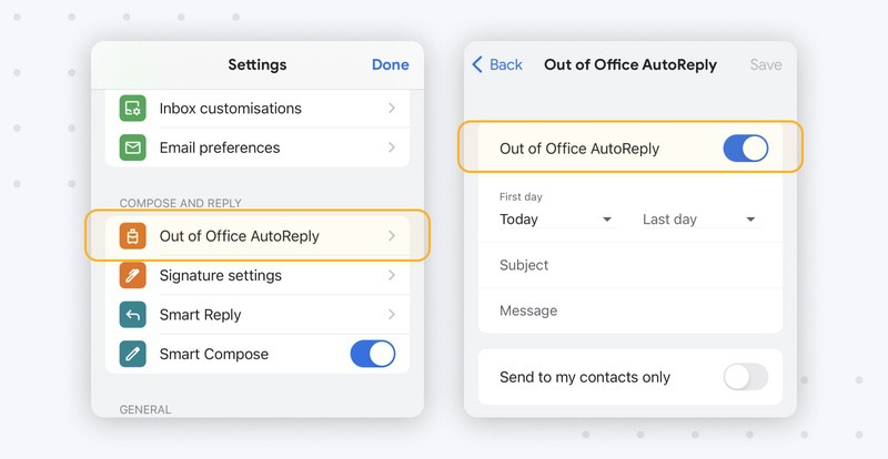 Set Out-of-Office replies to be automatically sent