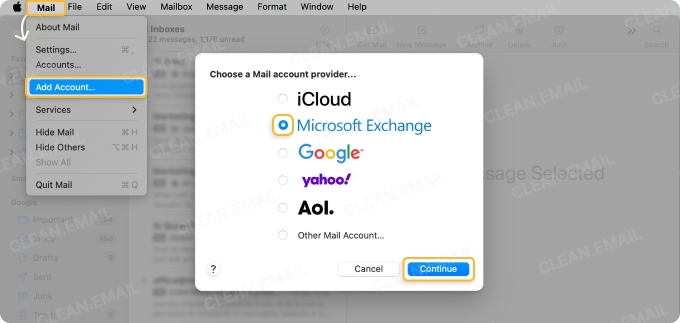 How to add Outlook email account to Mac