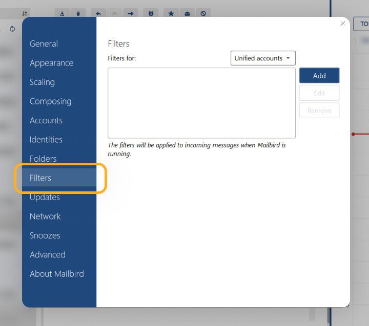 mailbird message filters