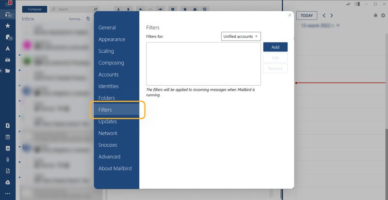 where are controls for composing in mailbird