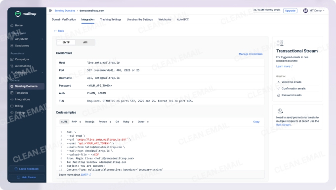 Mailtrap Email API and SMTP service for developers and high-volume senders