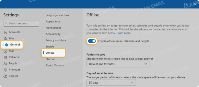 Using New Outlook for Windows offline
