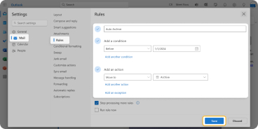 New Outlook Windows – create message automation rule