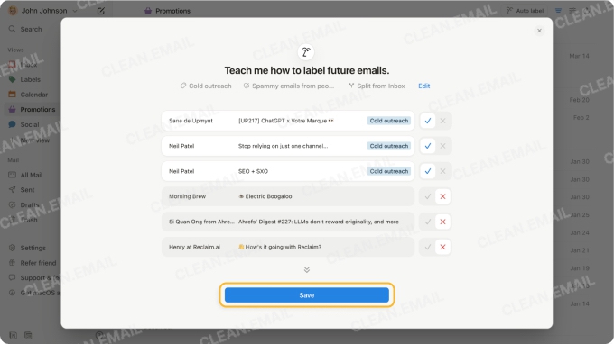 This step helps Notion AI label future messages.