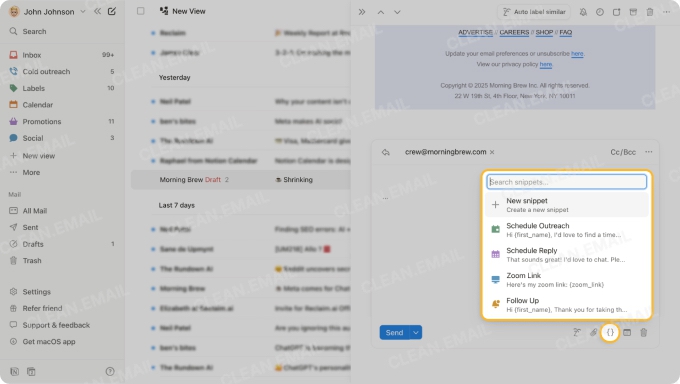 Snippet support is the most useful message composition feature