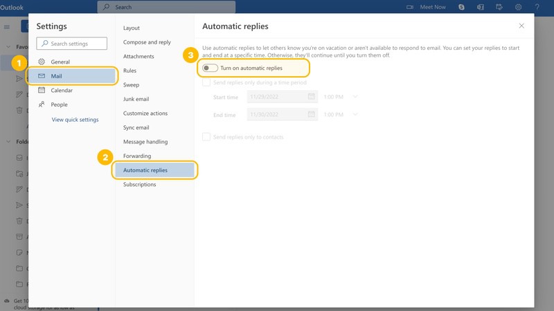 how to set out of office email response in outlook