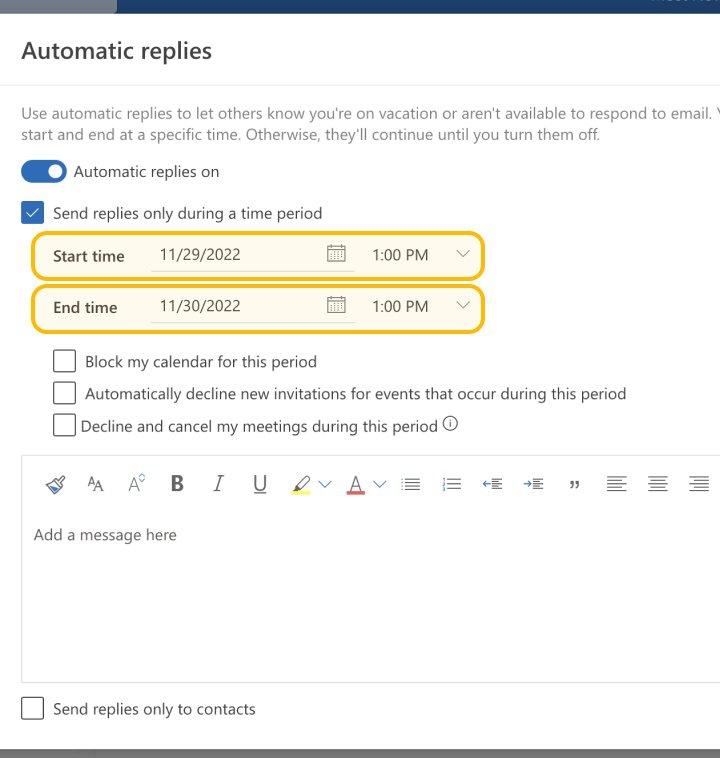 how to send out of office in outlook email