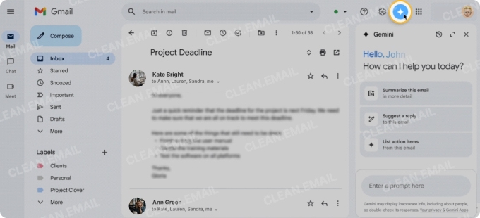 Gmail app with built-in Gemini AI