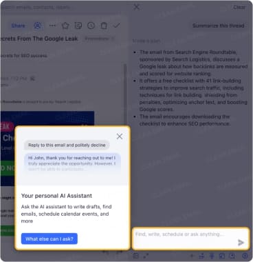 Shortwave AI for filtering, labeling, and summarizing emails