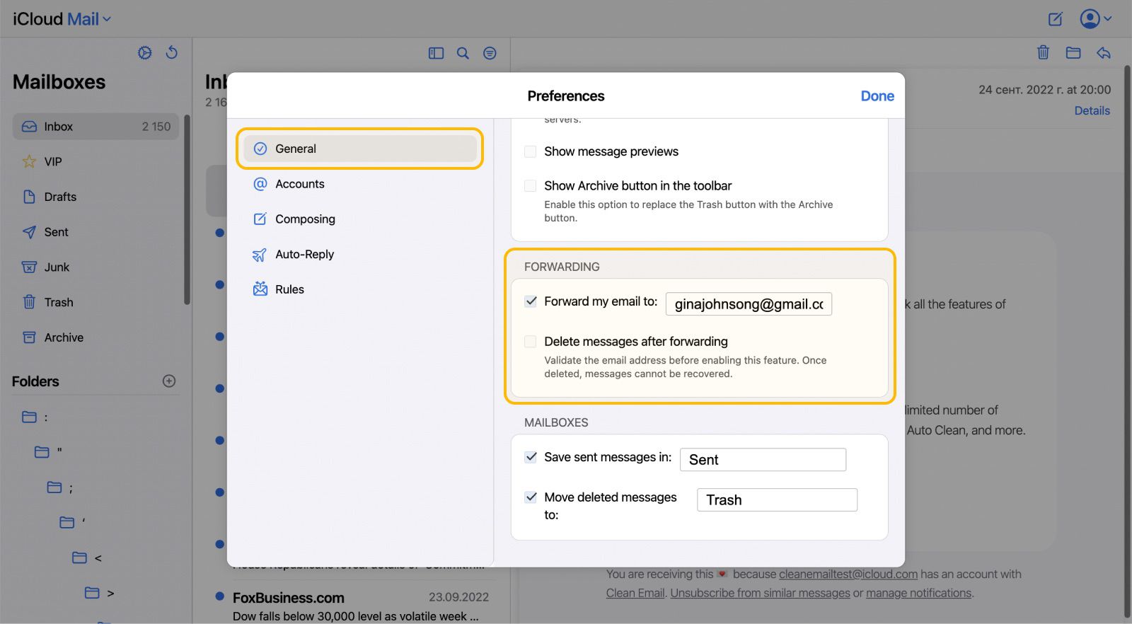 what is mail forwarding in icloud