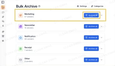 Inbox Zero Bulk Archive feature for clearing emails by label