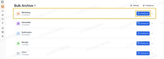 Inbox Zero Bulk Archive feature for clearing emails by label