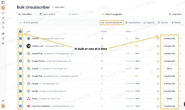 Inbox Zero unsubscribe and block options for newsletters
