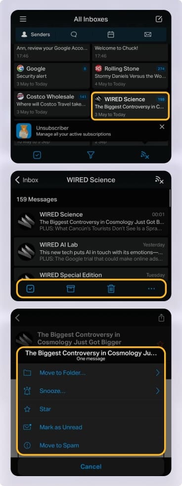 Chuck email cleanup app with quick bulk actions