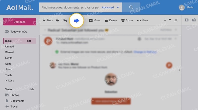 How to forward an email in AOL