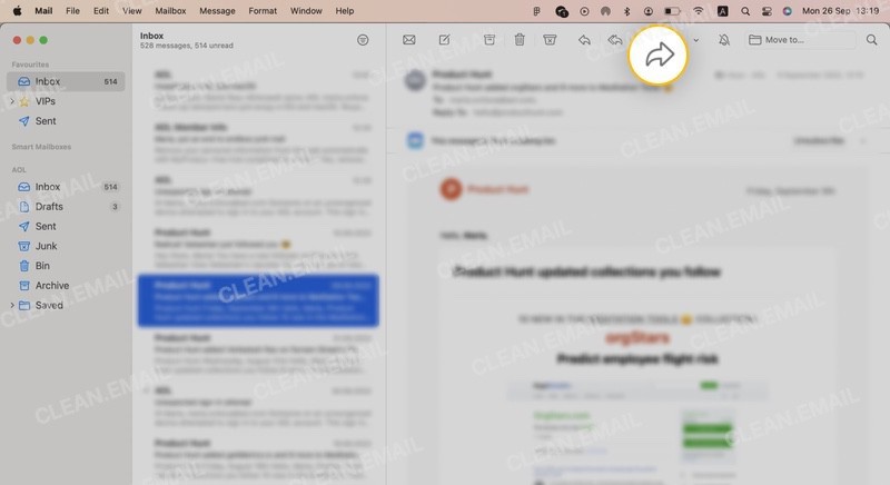 How to forward emails in Apple Mail