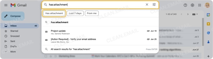 How to find emails with large attachments in Gmail?