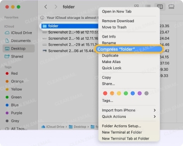 How to send a desktop folder via email?