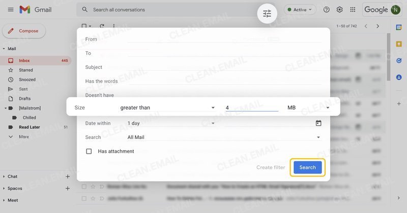 How to clear up space on email automatically?