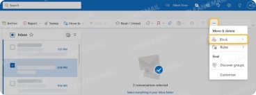 Block sender option in Outlook