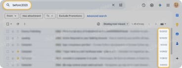 How to find and delete emails before 2023 in Gmail or Outlook (example)