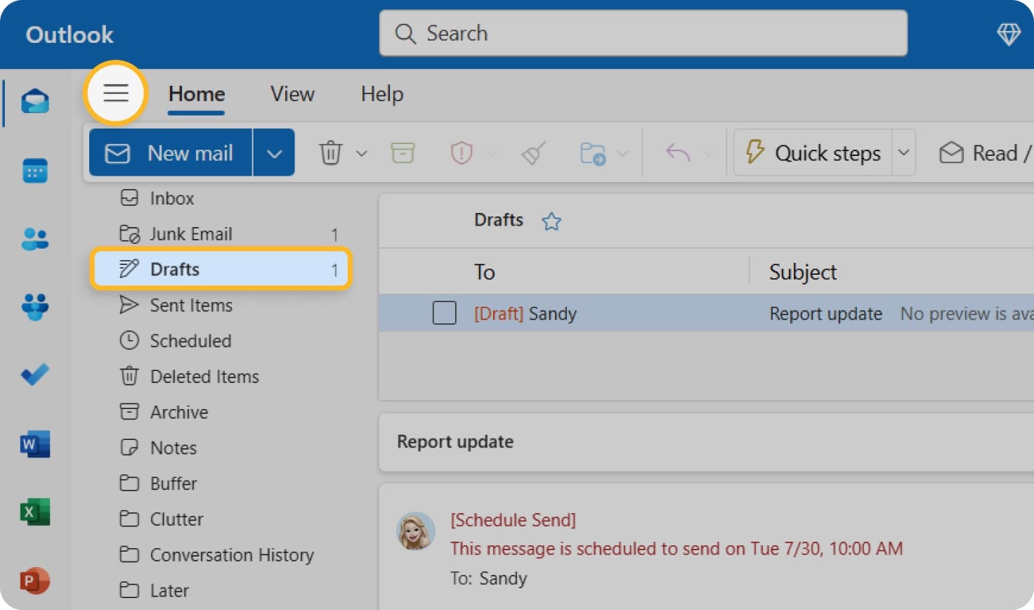 will outlook send scheduled email if computer is asleep