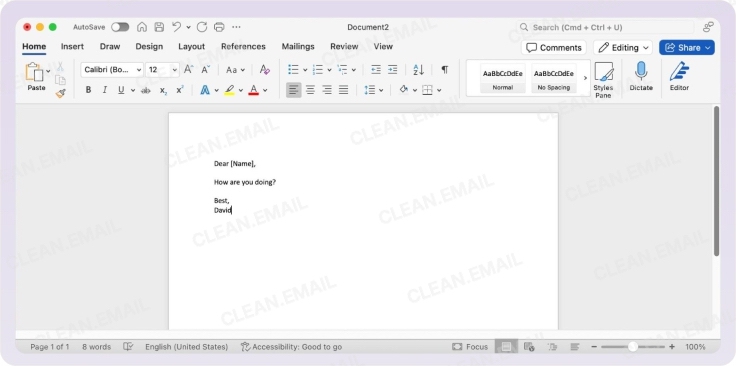 Set up your Word document