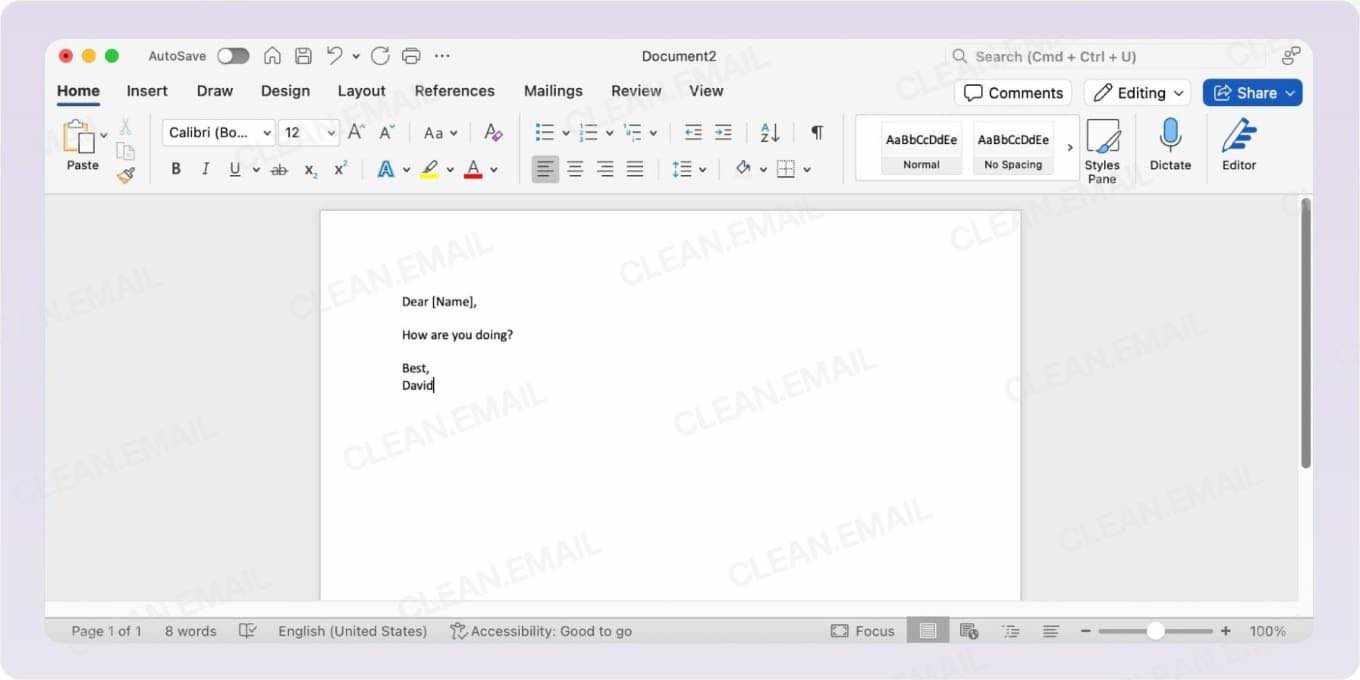 Set up your Word document