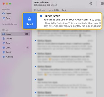 Mark emails as read in Mail app