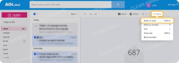 Mark all emails as read in AOL Mail
