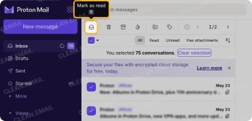 Click Mark as Read on the top toolbar to mark selected emails as read