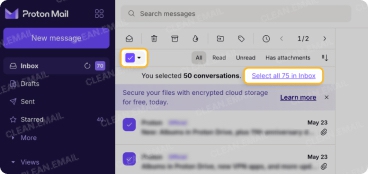 Mark all emails as read in Proton on the web
