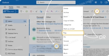 Sort messages into groups with flags in Outlook