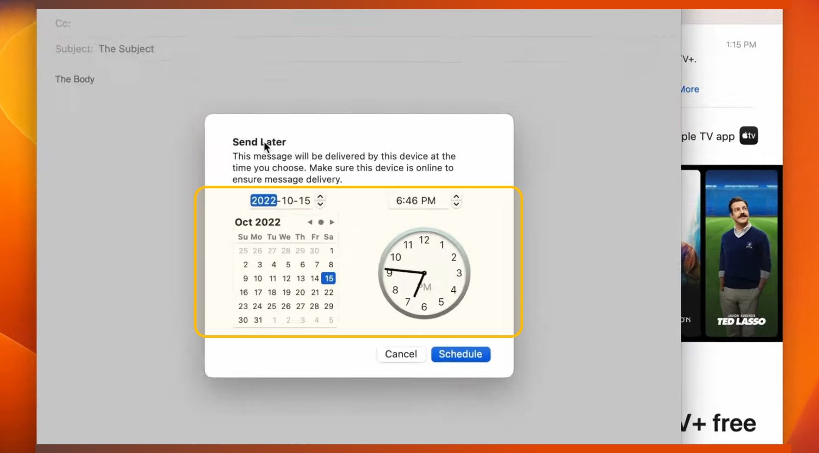 how to schedule an email in apple mail iphone