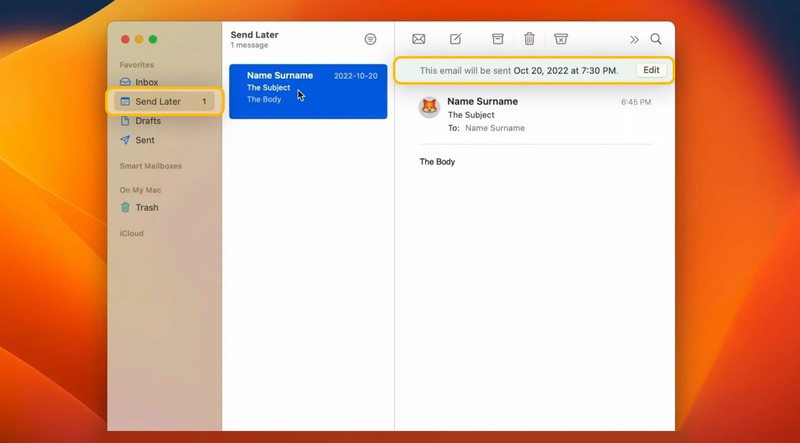 mac mail send later