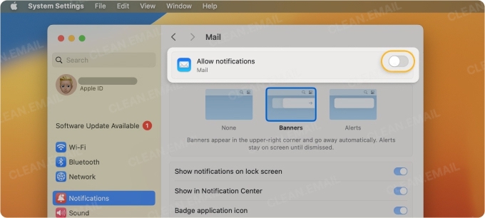 How do I stop sound alerts for emails ?