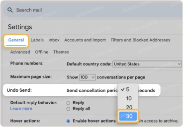 Change the Undo Send Timing in Gmail