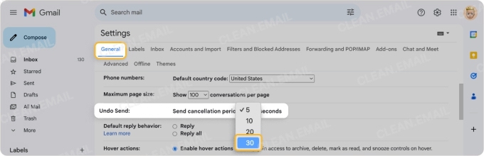 Change the Undo Send Timing in Gmail