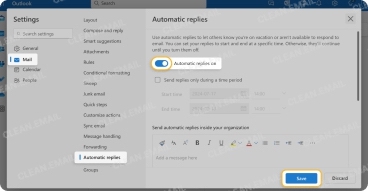 Set up automatic replies to confirm message receipt