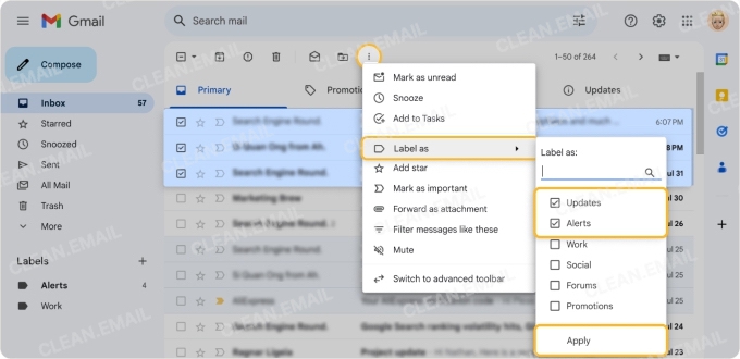 Apply categories or labels