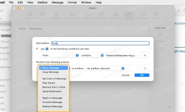 Apple Mail inbox rules with multiple conditions and actions